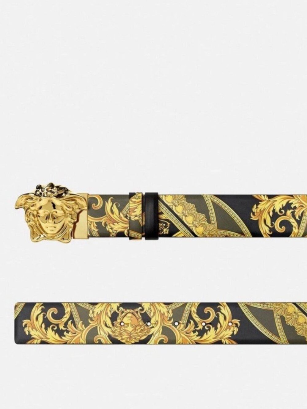 Versace Black | Barocco Reversible Leather Belt 95 IT 38 US W/ Box & Dust Bag - Picture 7 of 7